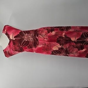 Chico's Red Floral Exploded Garden Briah Vneck Sleeveless Maxi Dress‎ Monrovia